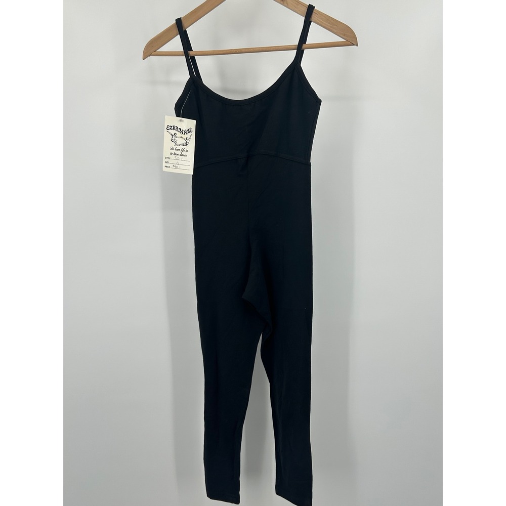 Vintage Ezradanze Womens Black Camisole Unitard Dance Jumpsuit Medium